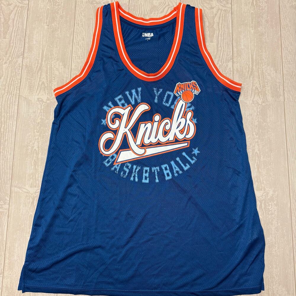 NBA New York Knicks Men’s Large Blue Orange Mesh Basketball Tank Top Shirt